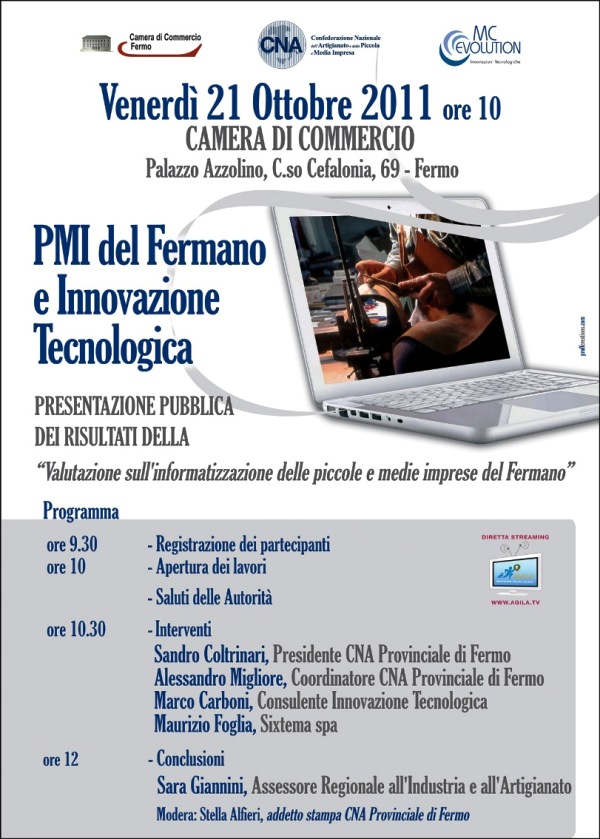 Locandina convegno Innovazione Tecnologica e PMI della Provincia di Fermo